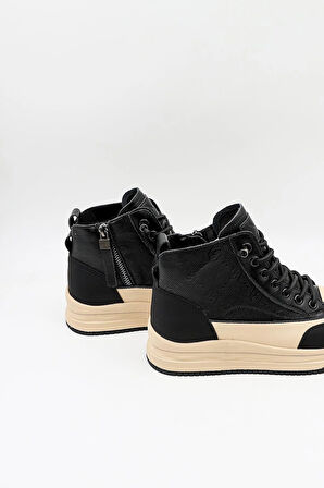 KristeBell İthal Bağcıklı Sneaker Kadın Spor Bot 2035 - Siyah - 36