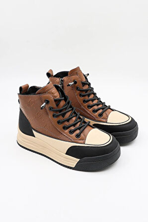 KristeBell İthal Bağcıklı Sneaker Kadın Spor Bot 2035 - Vizon - 36