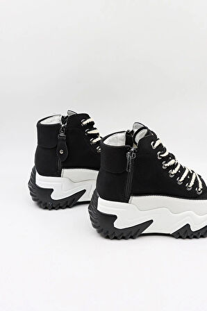 KristeBell İthal Bağcıklı Yüksek Taban Kadın Bot 2046 - Siyah - 36