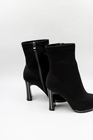 KristeBell İthal Streç Topuklu Kadın Bot KB2516 - Siyah Textıl - 36