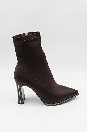 KristeBell İthal Streç Topuklu Kadın Bot KB2516 - Kahve Textıl - 36