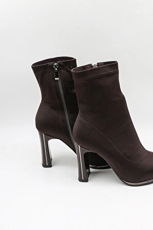 KristeBell İthal Streç Topuklu Kadın Bot KB2516 - Kahve Textıl - 36