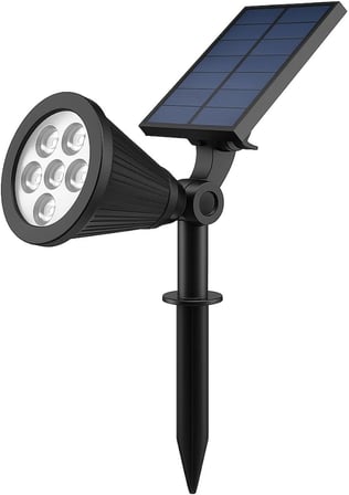 7W Solar LED Bahçe Armatürü 3200K Günışığı – Güneş Enerjili Kazıklı &amp; Duvar Montajlı Çim Aydınlatma Lambası – 7 LED, IP65, 90 Lümen, 140x270x95 mm