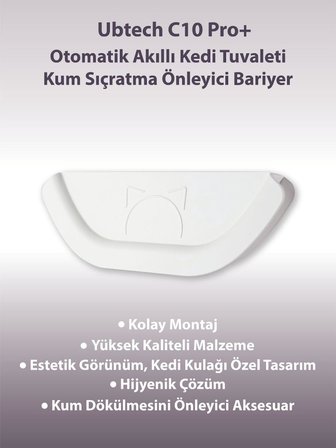 Ubtech C10 Pro Kameralı Otomatik Akıllı Kedi Tuvaleti için Aparat/Buffle, Kum Sıçratma Önleyici Aparat/Buffle