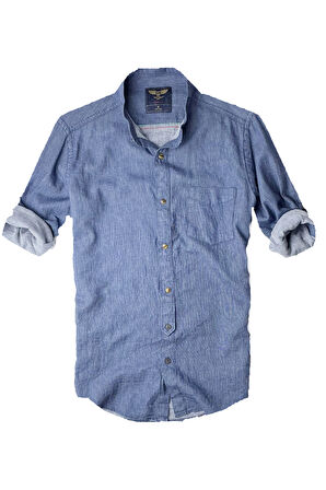 slim fit  pamuklu kumaş hakim yaka  uzun kol  gömlek koyu navimavi