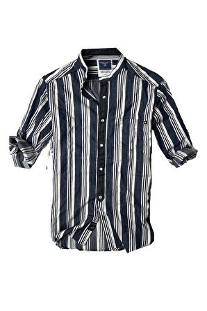 slim fit %100 pamuk kumaş hakim yaka  uzun kol  gömlek--laci çizgili--