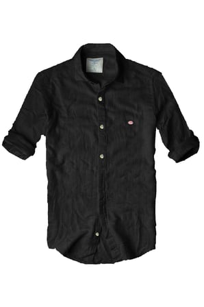 slim fit italyan kesim gerçek keten gömlek -- siyah--