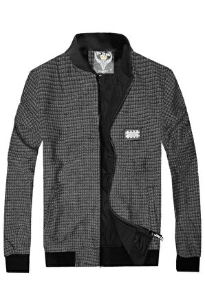 slim fit kaşe kolej mont--koyu gri--