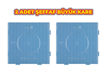 2 li Hama Midi Boncuk Tablası Şeffaf Kare Büyük