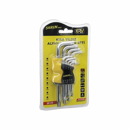 9 PCS KISA YILDIZ ALYAN ANAHTAR SETİ M-2 - 50HRC  (2818)