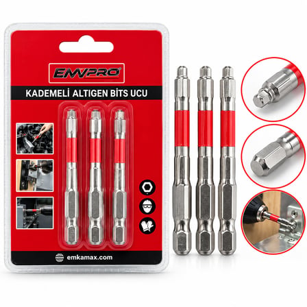 3PCS KADEMELİ ALYAN BİTS UCU - ÇOK FONSİYONLU 65MM/2.56 OIN (2818)