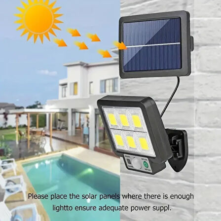 120 Cob LED Solar Panel Güneş Enerjili 3 Mod Duvar Lambası (2818)