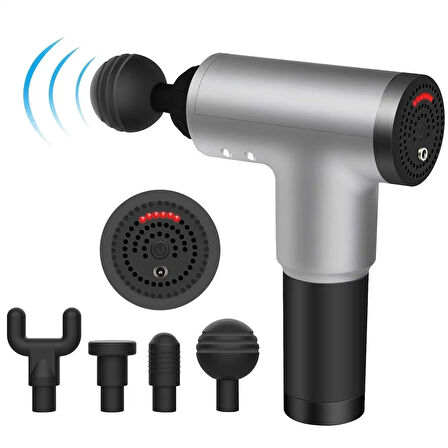 Fascial Gun RH-320 6 Kademe Hız Ayarlı, 4 Parça Başlıklı, Usb Şarjlı, Masaj Tabanca Aleti (2818)