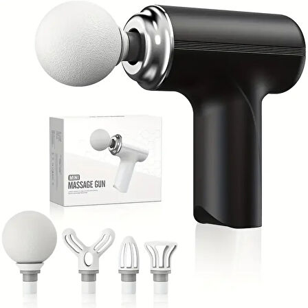 Masaj Tabancası Darbeli Titreşimli 4 Başlıklı Profesyonel Şarjlı Mini Masaj Aleti (2818)