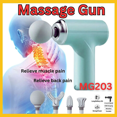 Masaj Tabancası Darbeli Titreşimli 4 Başlıklı Profesyonel Şarjlı Mini Masaj Aleti (2818)