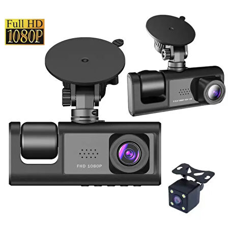 Araç Araba Kamerasi Black Box Traffic Recorder  3 Kameralı (2818)