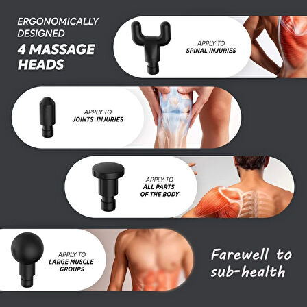 Kablosuz Adaptörlü Masaj Tabancası – Şarjlı Masaj Tabancası KH-320 (2818)