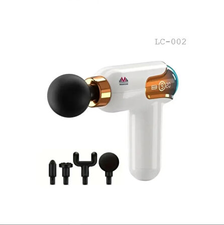 Yeni Nesil Darbeli Titreşimli Şarjlı Sporcu Masaj Tabancası 4 Başlıklı LC-002 (2818)