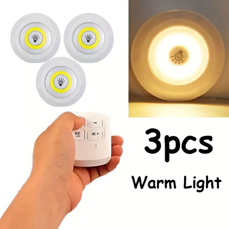 Uzaktan Kumandalı Yapışkanlı 3&amp;apos;lü Led Spot Lamba (2818)