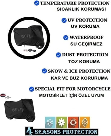 Honda CL250 Motosiklet Brandası Topcase Uyumlu Su Geçirmez Branda,Örtü,Siyah