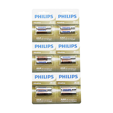 Findit PHILIPS  ALKALİNE İNCE - AAA - 1.5V  PİL  12PCS= 2Lİ X 6 330244