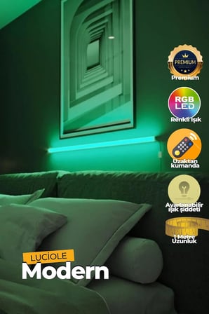 Led Abajur Aplik Gece Lambası Rgb Lambader 16 Renkli Uzaktan Kumandalı IŞIK 4 Animasyonlu