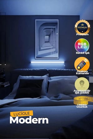 Led Abajur Aplik Gece Lambası Rgb Lambader 16 Renkli Uzaktan Kumandalı IŞIK 4 Animasyonlu