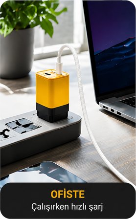 25W Hızlı Şarj Adaptörü + Type-C to Type-C Kablo Seti | PD & QC 3.0 Destekli | USB + Type-C Çift Giriş | Akıllı Koruma | Hızlı Şarj Aleti