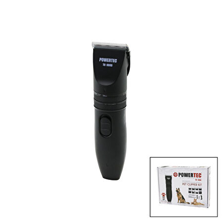 POWERTEC TR-9000  KEDİ - KÖPEK  BAKIM SETİ USB ŞARJLI TRAŞ MAKİNESİ METAL TARAK - MAKAS 0.8-1.1-1.4-1.7-2.0MM AYARLI (2818)