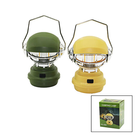 CAMPING LAMP ROBOT KAFA MODELİ FANUS KAMP - BAHÇE FENER USB ŞARJLI 3-KADEME IŞIK AYARI RENKLİ PLS. GL-628 (2818)
