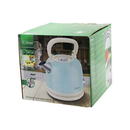 KİWİ KK-3340B MAVİ NOSTALJİ DEMLİK MODELÇELİK KETTLE SU ISITICI 2.2LT 1800W PASLANMAZ ÇELİK GÖVDE- GİZLİ RESİZTANS (2818)
