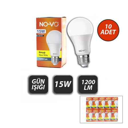 10 ADET 15W GÜN IŞIK LED AMPUL 1200LM 3000K 15.000 SAAT ÖMÜR (2818)