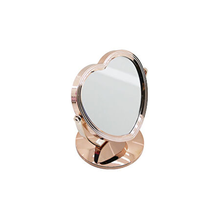 KALP MODEL 7 İNÇ= ÇAP:17.5CM MAKYAJ AYNASI ÇİFT TARAFLI BRONZ - GÜMÜŞ PLS.ÇERÇEVE SABİT AYAK (2818)