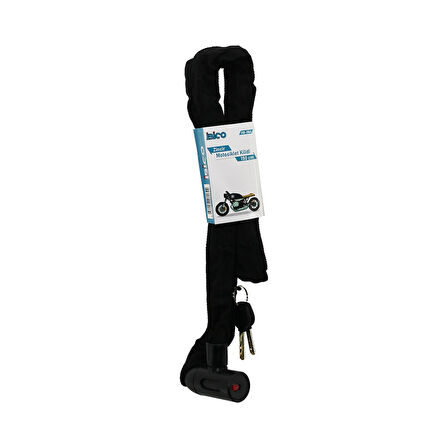 ZİNCİRLİ ANAHTARLI  MOTOR - BİSİKLET KİLİT BEZ KILIFLI AÇ-KAPA KİLİT KAPAK 150CM (2818)