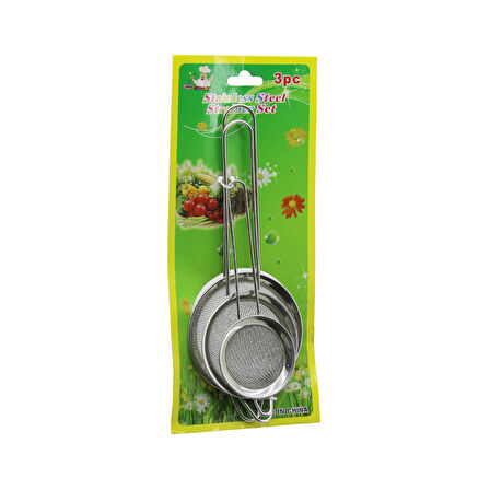 3PCS SET  MİNİ= 5-7-8CM TEL SÜZGEÇ METAL ÇERÇECE METAL SAP=8.5-10.5-10.5CM (2818)