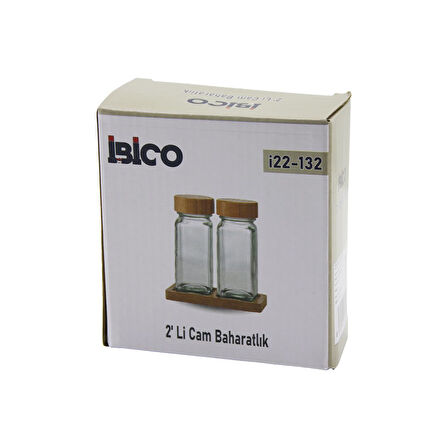 2PCS BAMBU KAPAKLI CAM TUZLUK - BİBERLİK - BAHARATLIK 120ML (2818)