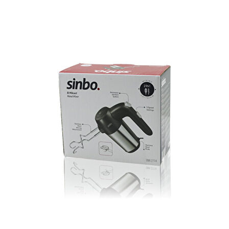 EL MİKSERİ 2İN1= KARIŞITMA - ÇIRPMA APARATI 5 KADEME HIZ AYARI PASLANMAZ ÇELİK GÖVDE 200W SMX-2774 (2818)