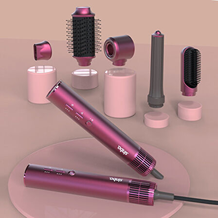 AİR BRUSH 5İN1=BUKLE-HACİMLE-DÜZLEŞTİR-2-FIRÇA SAÇ KURUTMA - ŞEKİL MAKİNESİ 1300W3-KDM.HIZ SICAKLIK SHD-1729 (2818)