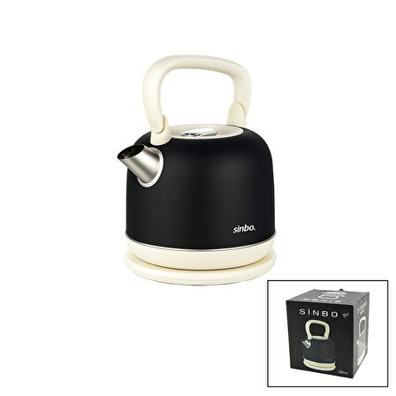 RETRO SİYAH NOSTALJİ DEMLİK MODEL ÇELİK KETTLE SU ISITICI 2.2LT 1800W GİZLİ RESİZTANS SK-8035 (2818)