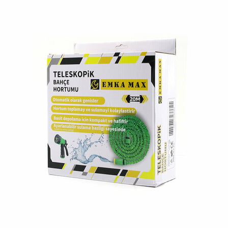 20MT TELESKOPİK UZAYAN BAHÇE HORTUMU 7 FONKSİYON AYARLI TETİKLİ TABANCA (2818)