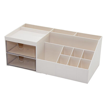 2 ÇEKMECELİ + 12 BÖLMELİ  PLASTİK MAKYAJ - TAKI ORGANİZER 12X24CM-- Y: 4-6-7-8-9CM (2818)