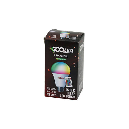 12W KUMANDALI RGB=RENKLİ LED AMPUL E27 5450 LUMEN 6500K 15000 SAAT ÖMÜR (2818)