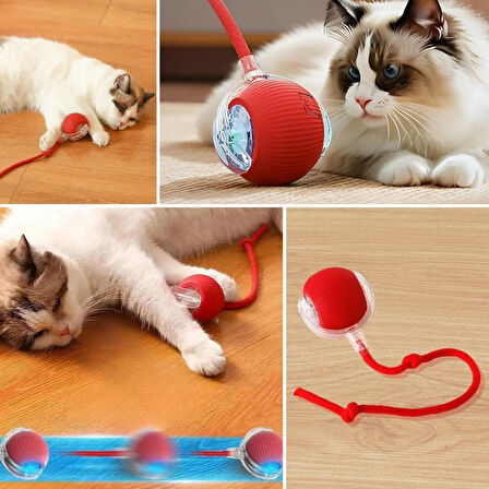 Şarjlı Otomatik Hareketli Kedi Köpek İçin 360 Derece Dönen İnteraktif Akıllı Oyun Topu (2818)