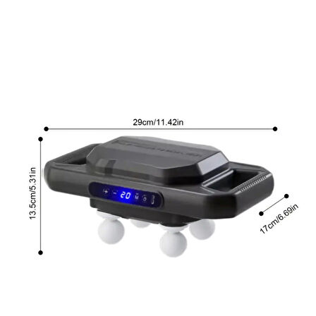 4 Başlıklı Masaj Tabancası – 12W Derin Doku &amp;amp; Kas Ağrısı Giderici, 20 Seviye &amp;amp; 6 Mod - Siyah (2818)