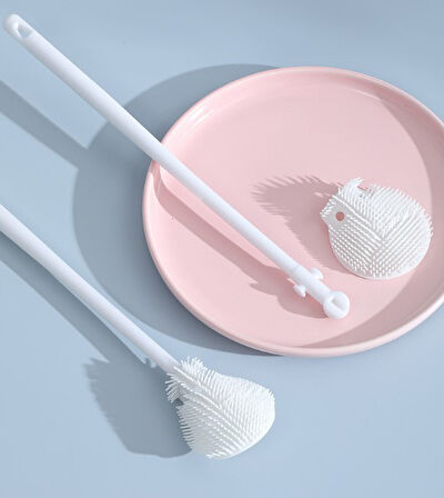 Kavanoz ve Biberon Yıkama Fırçası Silikon Beyaz (2818)
