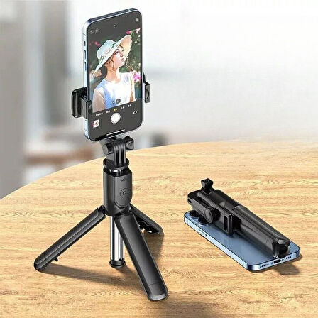 Masaüstü Tripod Olabilen Telefon Tutuculu Kablosuz Kumandalı Selfie Çubuğu (2818)