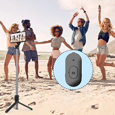 Masaüstü Tripod Olabilen Telefon Tutuculu Kablosuz Kumandalı Selfie Çubuğu (2818)