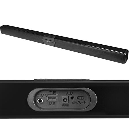 SİYAH 10WX2 12V/1.5A BT USB AUX TF KARTLI EV SİNEMA SOUNDBAR HOPARLÖR MD-SB101 (2818)
