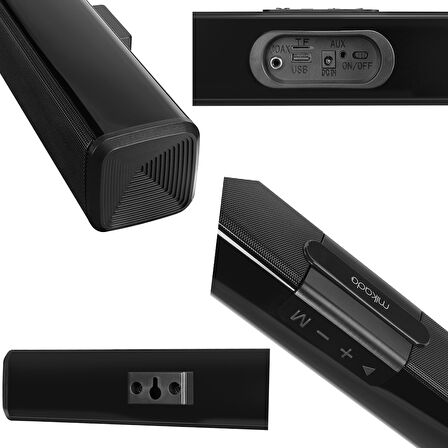 SİYAH 10WX2 12V/1.5A BT USB AUX TF KARTLI EV SİNEMA SOUNDBAR HOPARLÖR MD-SB101 (2818)