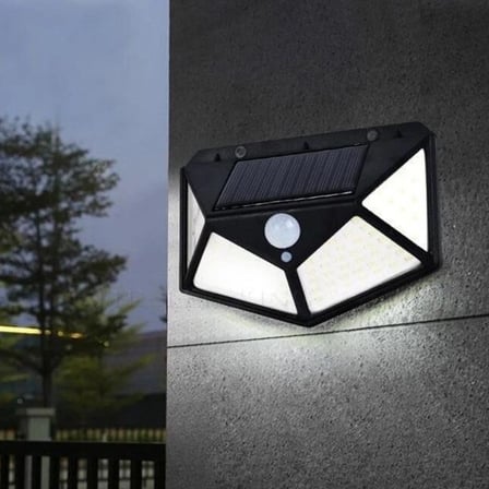 100 Ledli 3 Farklı Aydınlatma Ayarlı Solar Güneş Enerjili Hareket Sensörlü Bahçe Duvar Lambası (2818)